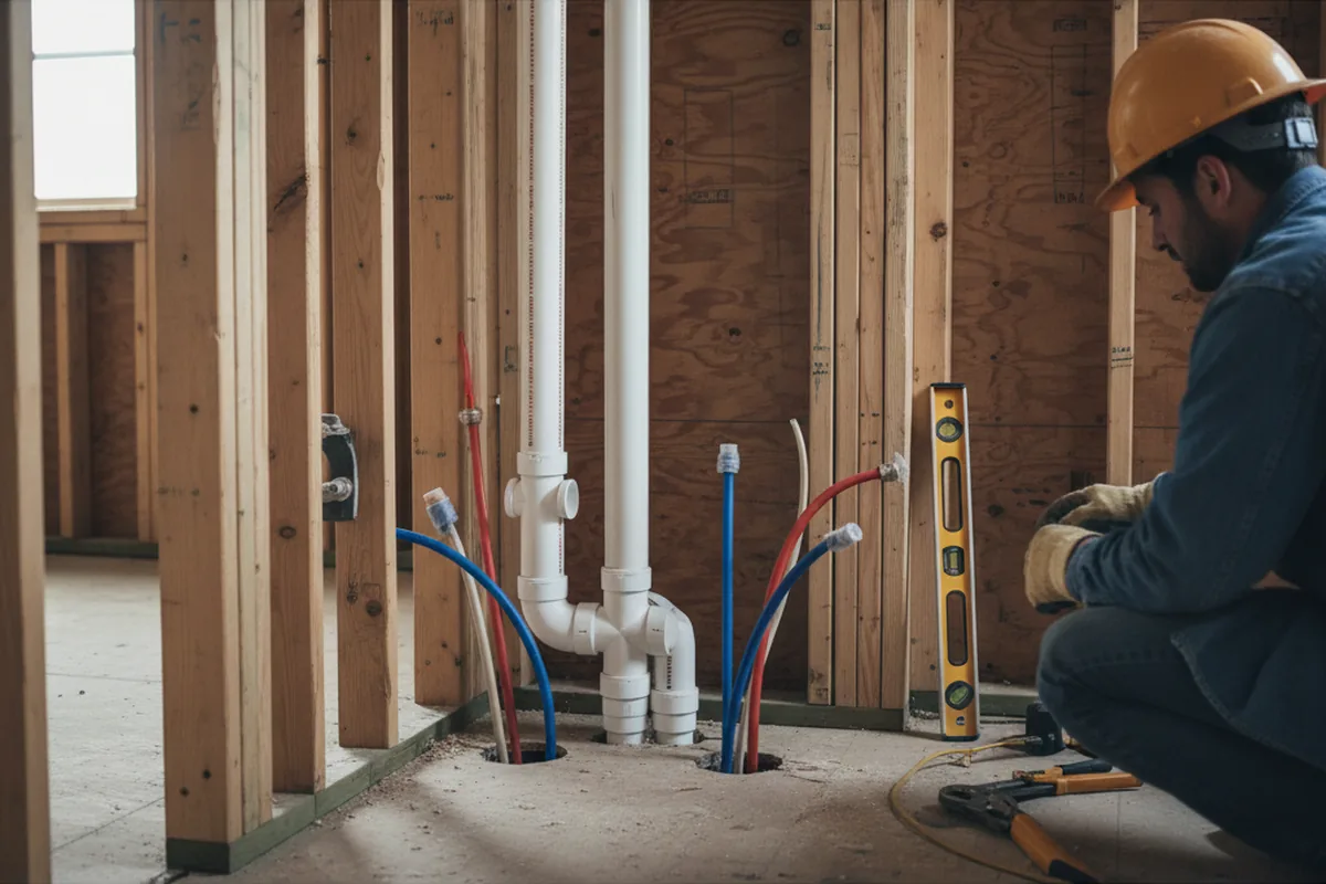 Drain and supply rough-in during Toilet Repair and Installation in Colton